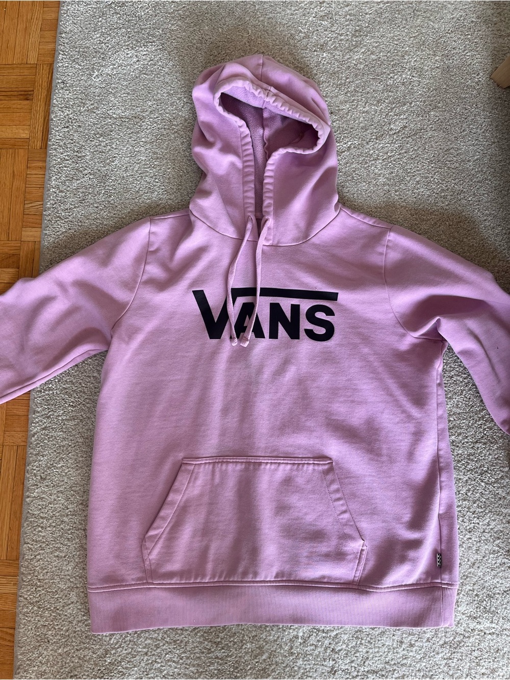 Vans Pink Pullover Hoodie with Black Logo